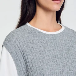 Maglione In Maglia Bimateriale