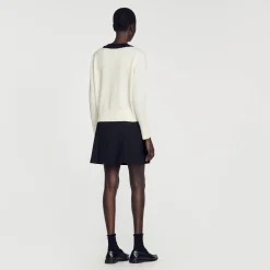 Maglione Scollo A V Bicolor