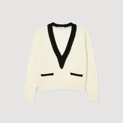 Maglione Scollo A V Bicolor