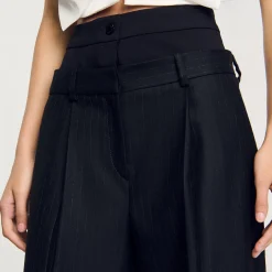 Pantaloni A Righe Con Doppia Vita