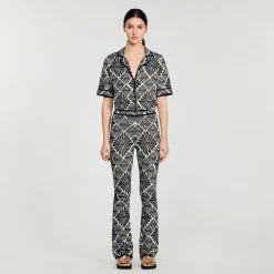 Pantaloni Con Fiori In Jacquard
