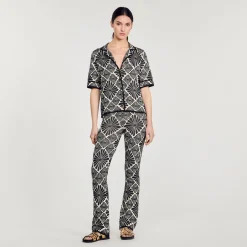Pantaloni Con Fiori In Jacquard