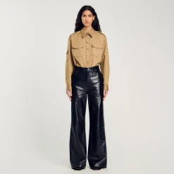 Pantaloni Svasati In Pelle