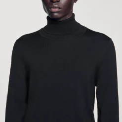 Pullover A Collo Alto In Lana