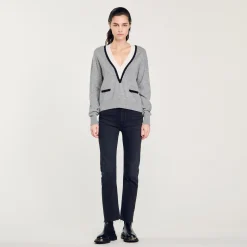 Pullover Con Scollo A V A Contrasto