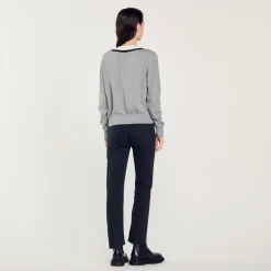 Pullover Con Scollo A V A Contrasto