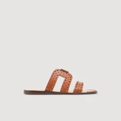 Sandali Bassi In Pelle Traforata