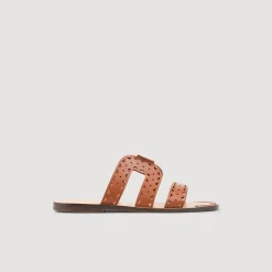 Sandali Bassi In Pelle Traforata