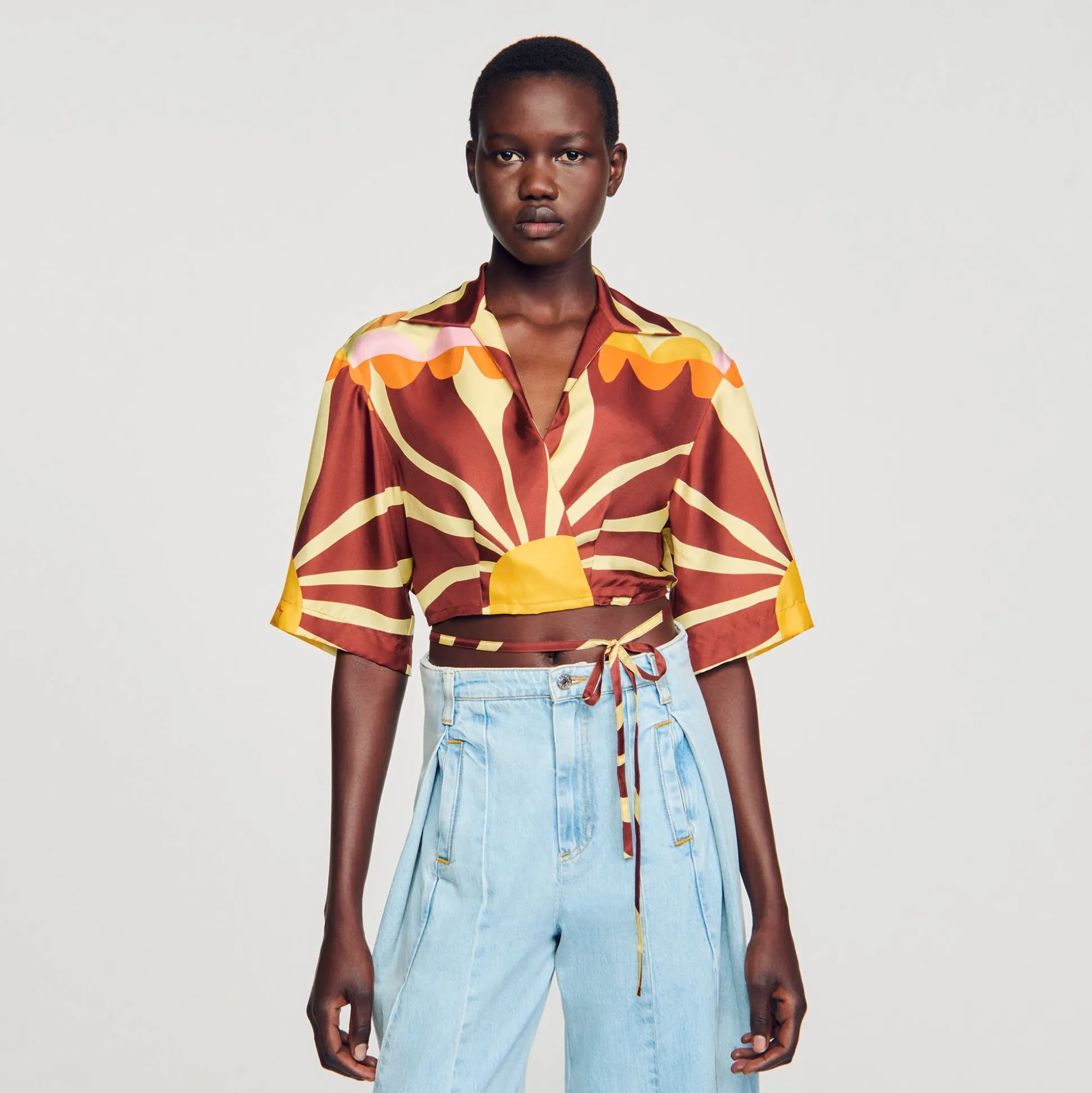 Seta Camicia Corta Con Stampa