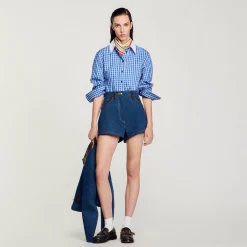 Shorts Di Jeans Con Dettagli In Pelle