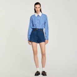 Shorts Di Jeans Con Dettagli In Pelle