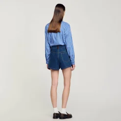 Shorts Di Jeans Con Dettagli In Pelle