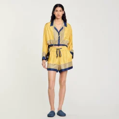 Shorts Fluidi En Seta Con Stampa