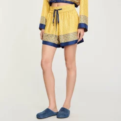 Shorts Fluidi En Seta Con Stampa