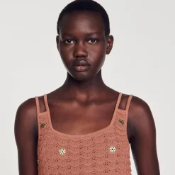 Top Corto In Maglia Con Inserti