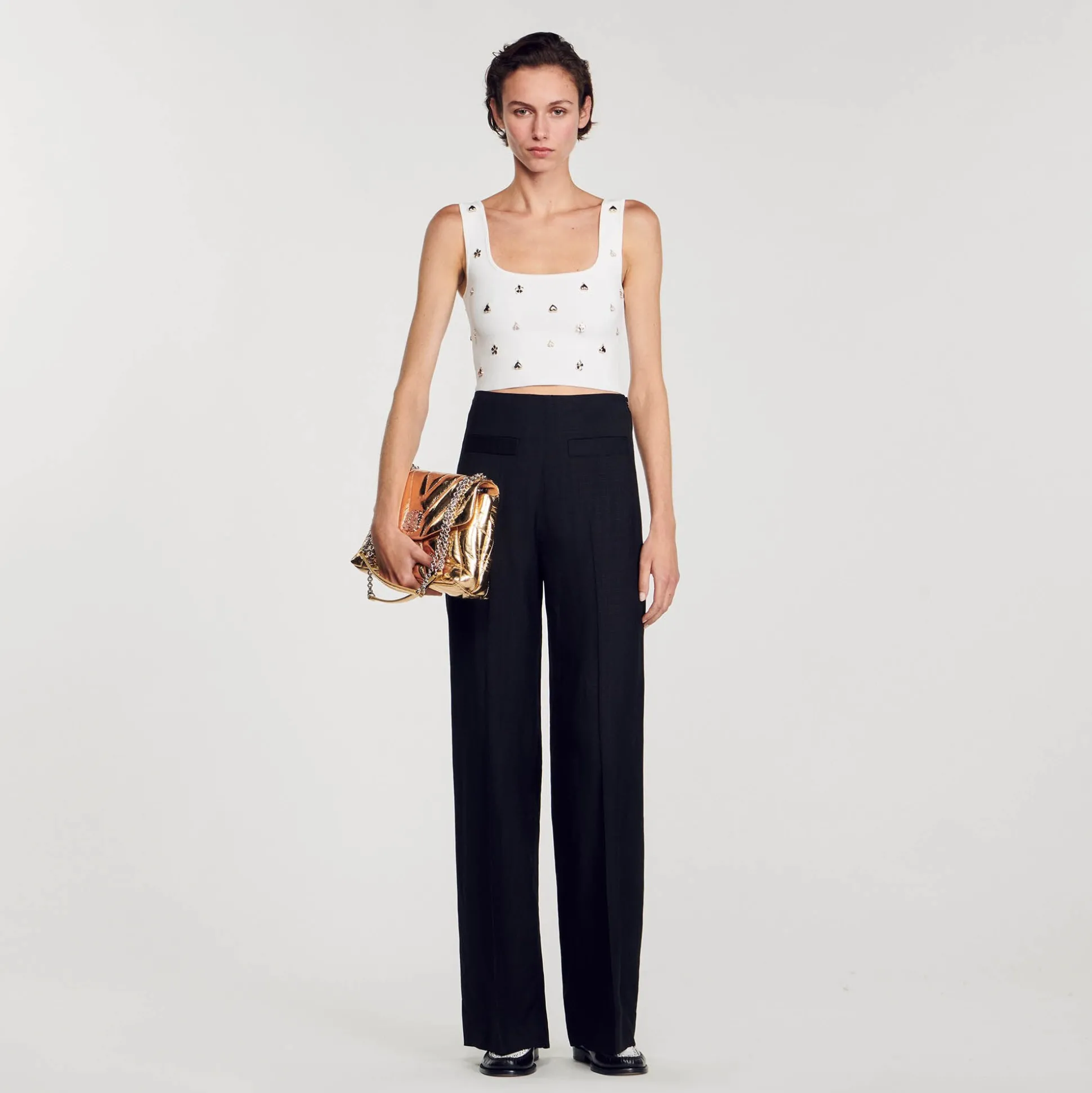 Top In Maglia Decorato Con Charms