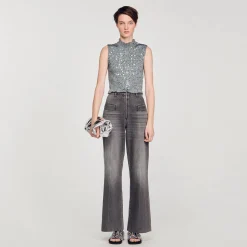 Top In Punto Smock Con Paillettes