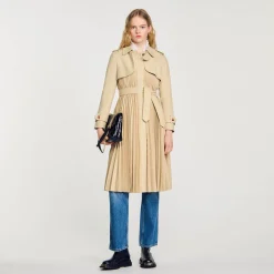 Trench Plissettato Con Cintura