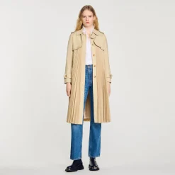 Trench Plissettato Con Cintura
