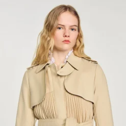Trench Plissettato Con Cintura