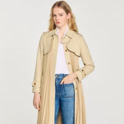 Trench Plissettato Con Cintura
