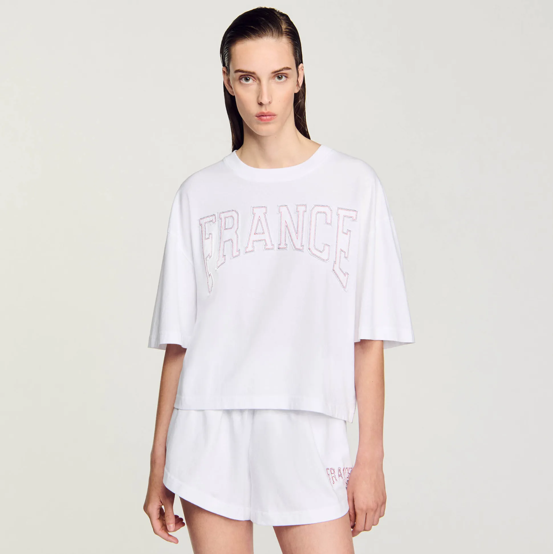 T-shirt Corta Con Ricamo France