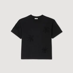 T-shirt Decorata Con Fiori