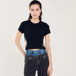 T-shirt Decorata Con Strass
