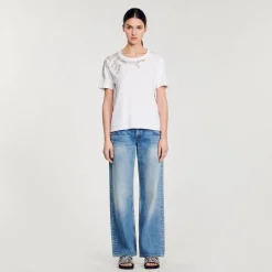 T-shirt Ornata Da Strass