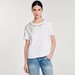 T-shirt Ornata Da Strass